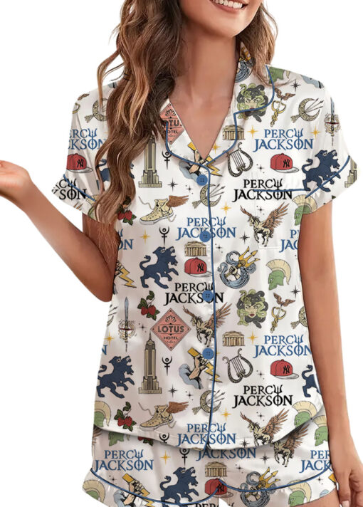 Percy Jackson & The Olympians Doodle Satin Pajamas Set For Women - Image 2