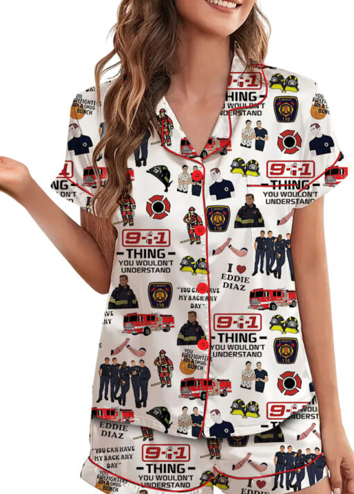 American TV Series Shirt 9-1-1 TV Show Satin Pajamas Set For Women