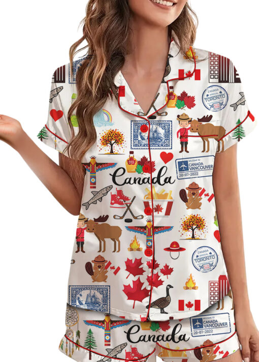 Women's Canada Travel Satin Pajamas Set For Women - Image 2