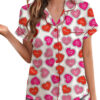 Valentine Day's Heart Shape Satin Pajama Set For Women