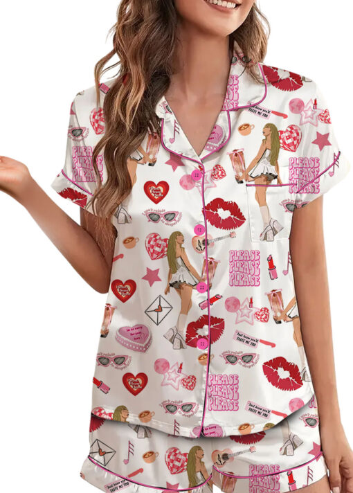 Espresso Music Album Satin Pajamas Set For Women