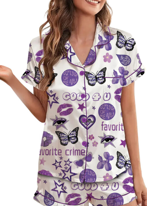 Women's Good 4U Favorite Crime Pajamas Set For Women, White Color, US Size S-5XL - Image 3