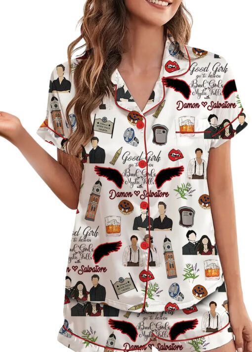 Vampire Diaries TV Series Satin Pajamas Set For Women