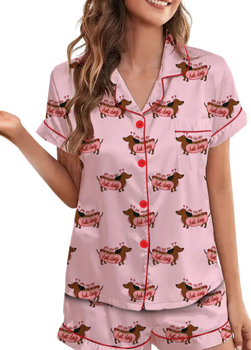 You Are One Hot Dog Satin Pajama Set For Women - Image 2