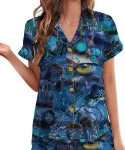 Alternative view of Women’s Avatar The Way Of Water Satin Pajamas Set For Women, Dark Ocean Blue Color, US Size S-5XL