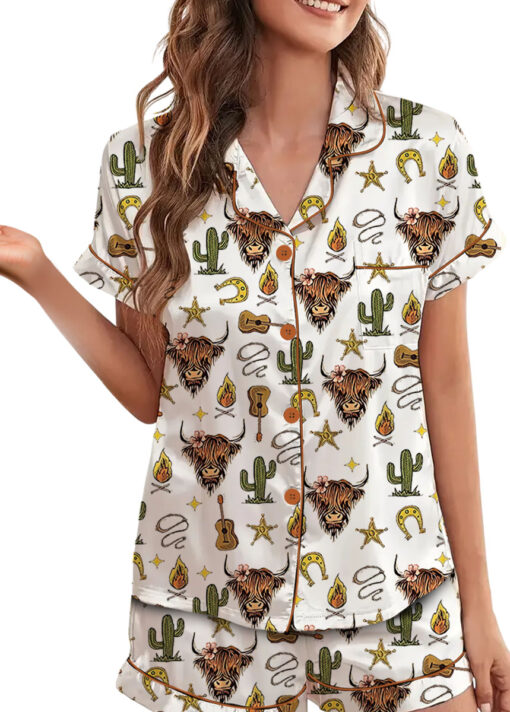 Women’s Rustic Americana Western Satin Pajama Set For Women