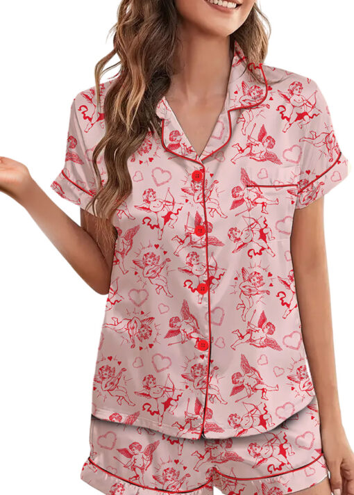 Romantic Valentine's Day Satin Pajamas Set For Women - Image 3