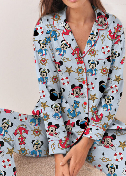 Disney Mickey Minnie Cruise Satin Pajamas Set For Women
