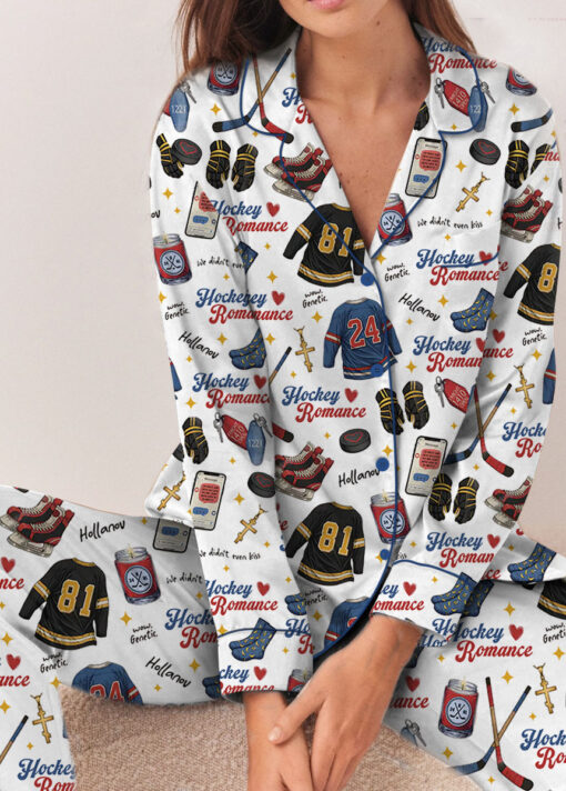 Hockey Romance Satin Pajamas Set For Women - Image 10