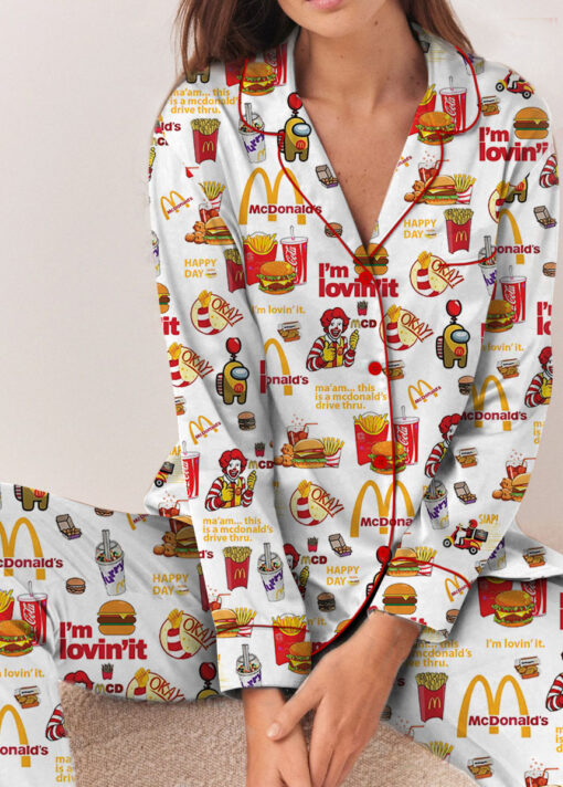 Christmas Mc Donald Pajamas Set, Mc Donald Pyjamas, McDonald Pajamas Women, Mc Donald Pattern Sleepwear, Food Lover Night Wear Pajamas