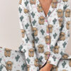 Women’s Western Cow Cactus Satin Pajama Set For Women