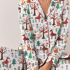 Christmas Forest Animals Satin Pajamas Set For Women
