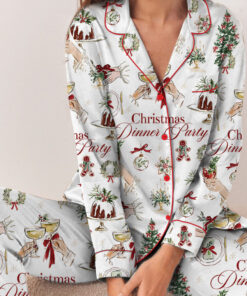 Christmas Dinner Party Satin Pajamas Set For Women