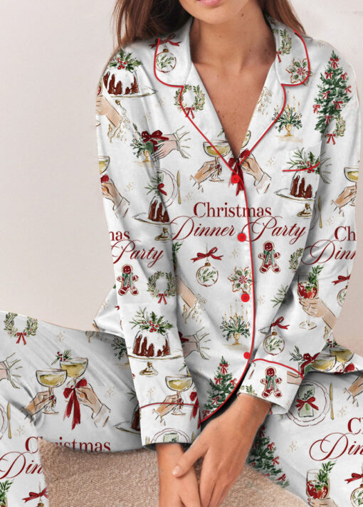 Christmas Dinner Party Satin Pajamas Set For Women