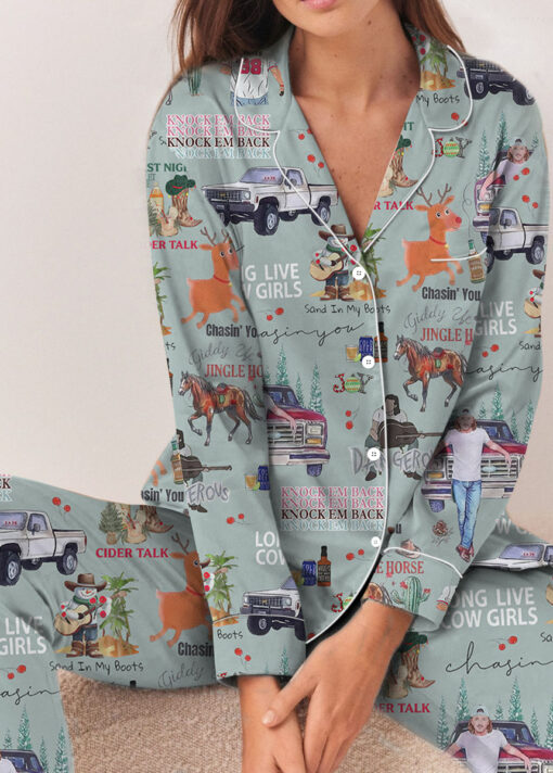 Morgan Wallen Long Live Cow Girls Satin Pajamas Set For Women - Image 8