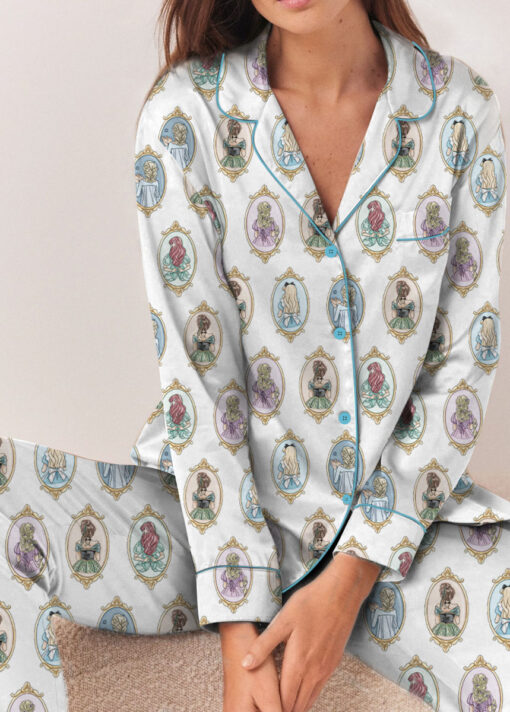 Women’s Princesses Mirror Back View Iron Satin Pajamas Set For Women, White Color, US Size S-5XL - Image 10