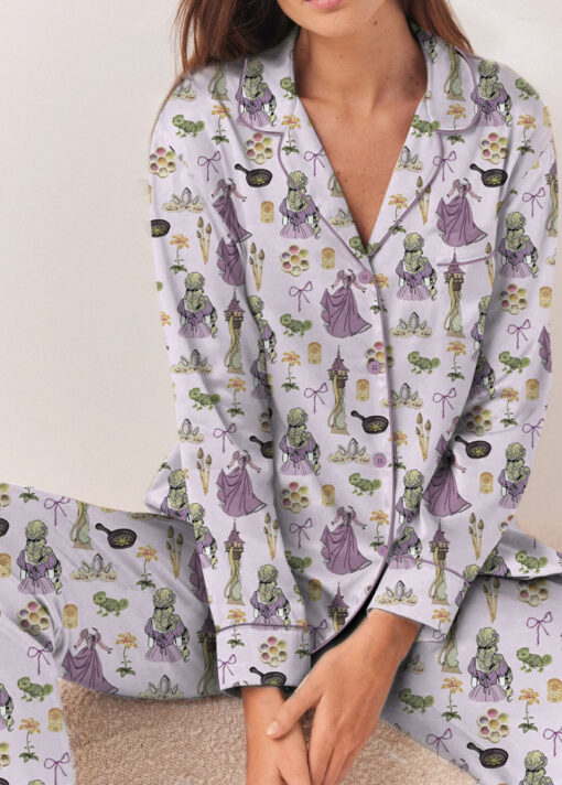 Women's Princesses Back View Pajamas Set For Women, Pastel Lilac Pink Color, US Size S-5XL - Image 11