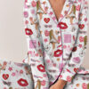 Espresso Music Album Satin Pajamas Set For Women