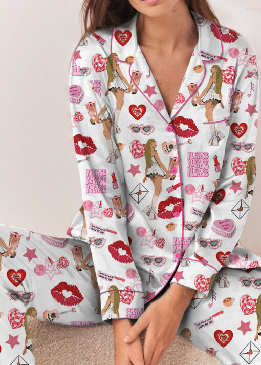 Espresso Music Album Satin Pajamas Set For Women