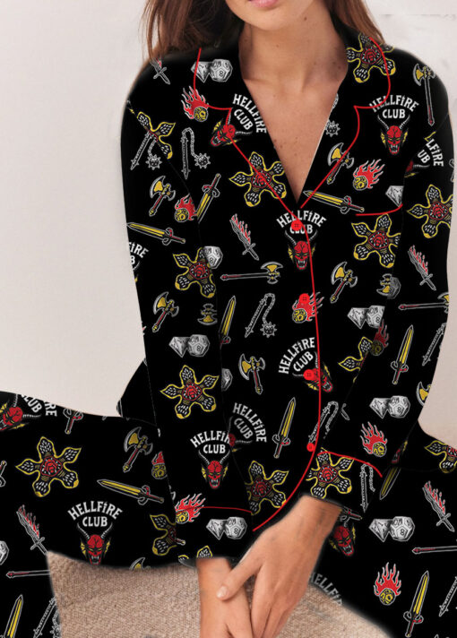 Stranger Things Hellfire Club Friends Don’t Lie Short Sleeve Satin Pajamas Set