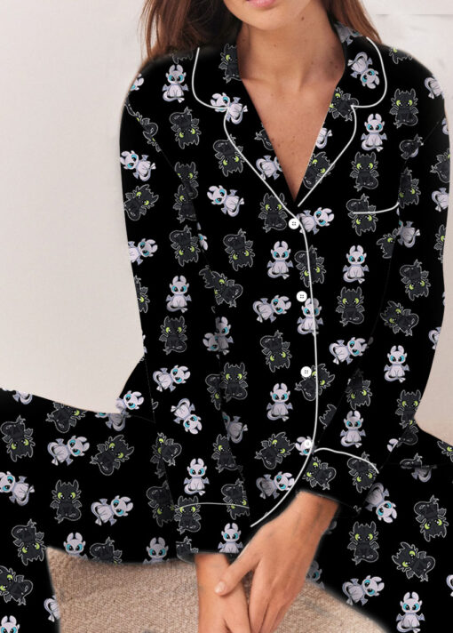 Toothless And Light Fury Satin Pajamas Set For Women