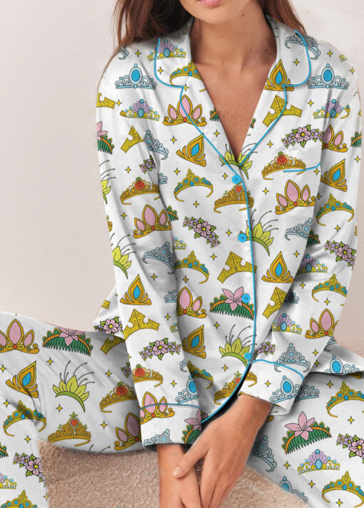 Women's Disney Princess Crown Pajamas Set For Women, White Color, US Size S-5XL - Image 8