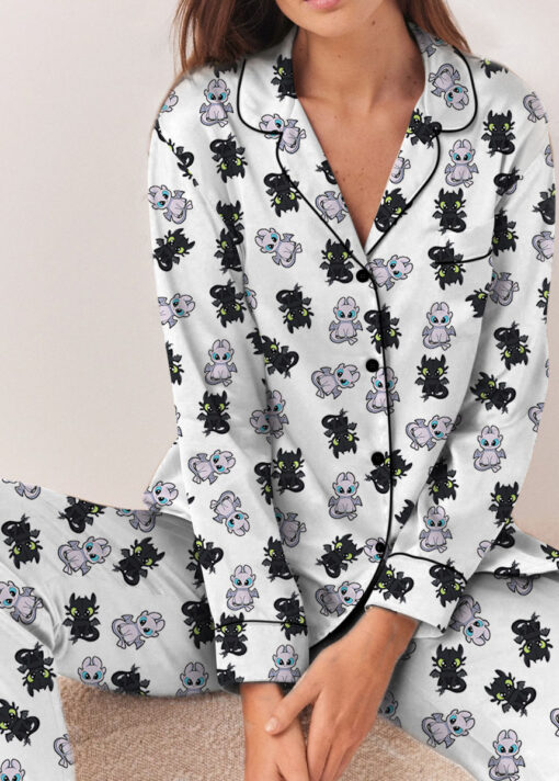 Toothless And Light Fury Satin Pajamas Set For Women