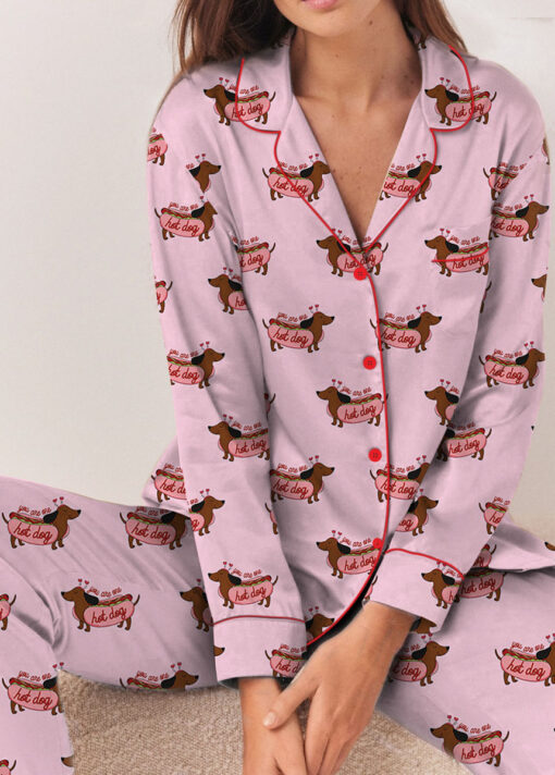 You Are One Hot Dog Satin Pajama Set For Women - Image 9