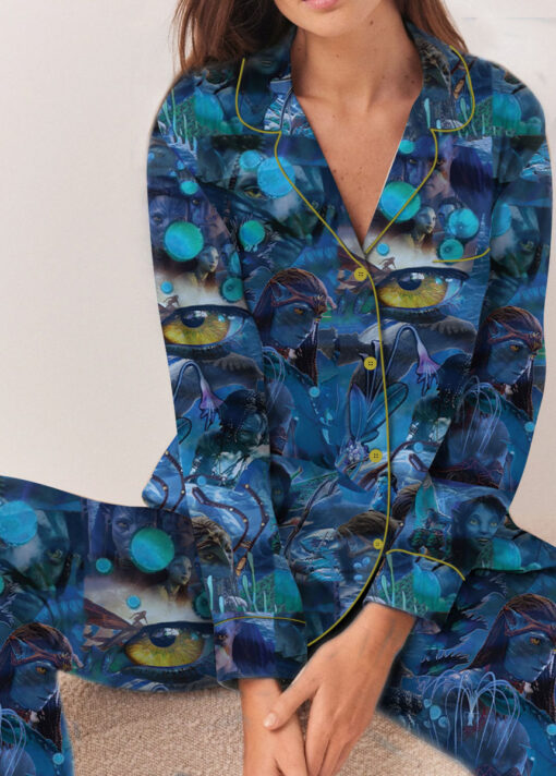 Women’s Avatar The Way Of Water Satin Pajamas Set For Women, Dark Ocean Blue Color, US Size S-5XL - Image 10