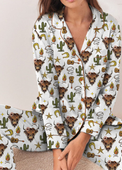 Women’s Rustic Americana Western Satin Pajama Set For Women