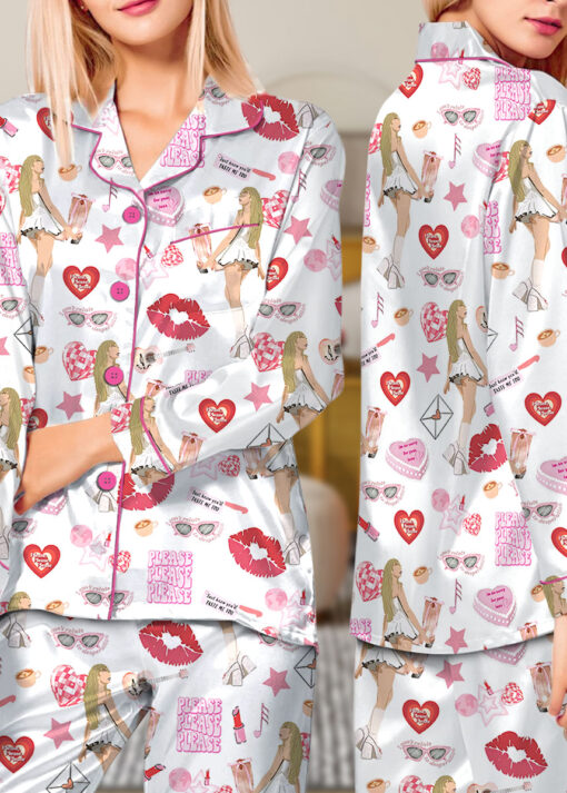 Espresso Music Album Satin Pajamas Set For Women