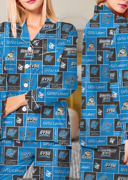 Valley State University Lakers GVSU College Royal Blue Satin Pajama Set For Women - Image 10