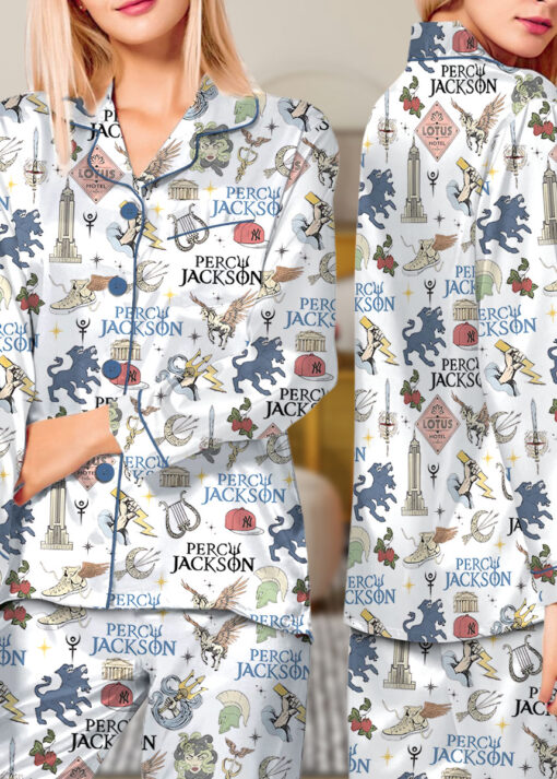 Percy Jackson & The Olympians Doodle Satin Pajamas Set For Women - Image 11