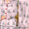 Love You More Pink Color Satin Pajama Set For Women