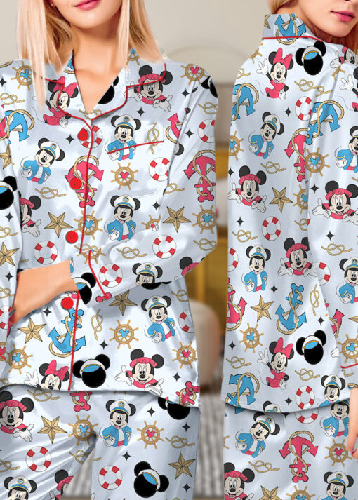 Disney Mickey Minnie Cruise Satin Pajamas Set For Women