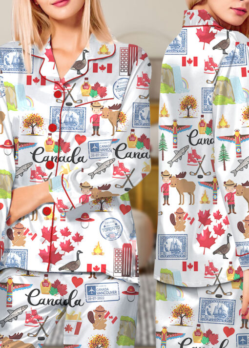 Women's Canada Travel Satin Pajamas Set For Women - Image 10