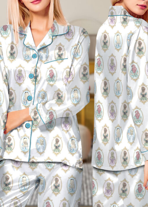 Women’s Princesses Mirror Back View Iron Satin Pajamas Set For Women, White Color, US Size S-5XL - Image 12