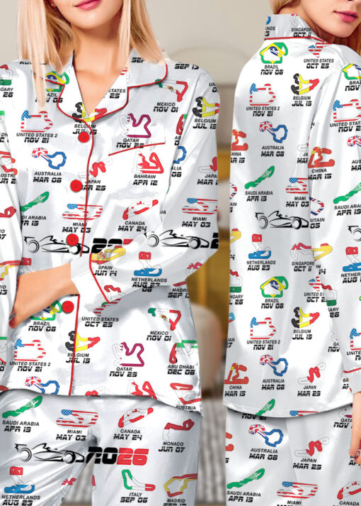Formula One Racing F1 Satin Pajamas Set For Women