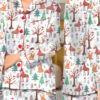 Christmas Forest Animals Satin Pajamas Set For Women