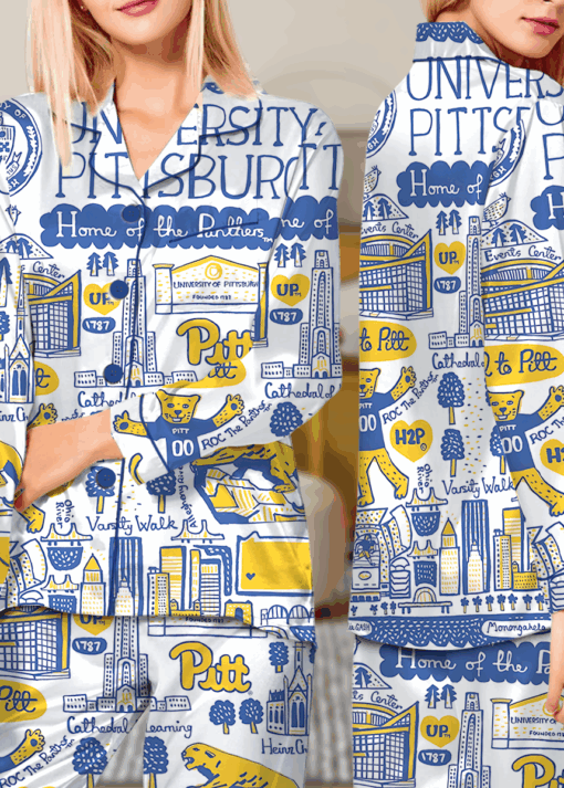University Of Pittsburgh Satin Pajama Set For Women - Image 7
