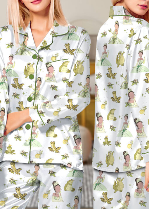 Women’s Tiana Princess Satin Pajama Set, White Color, US Size S-5XL - Image 11