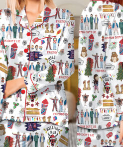 Stranger Things Hellfire Club Friends Don’t Lie Short Sleeve Satin Pajamas Set