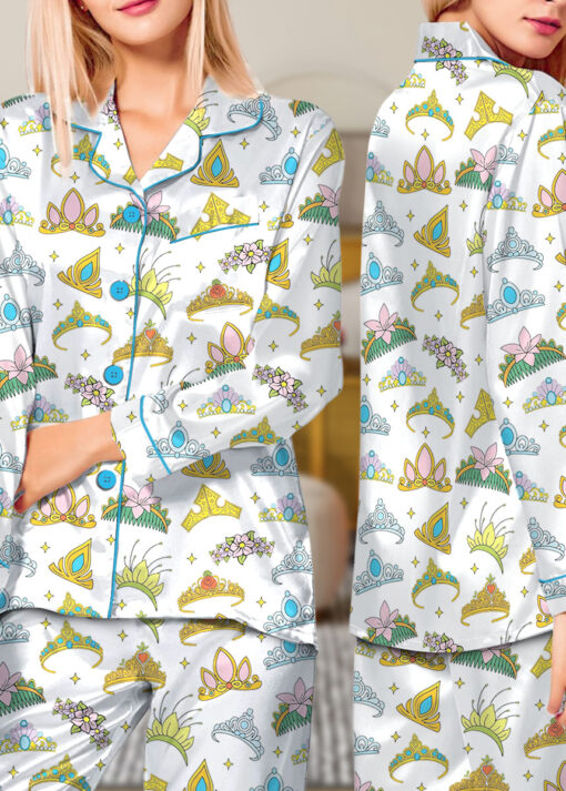 Women's Disney Princess Crown Pajamas Set For Women, White Color, US Size S-5XL - Image 9