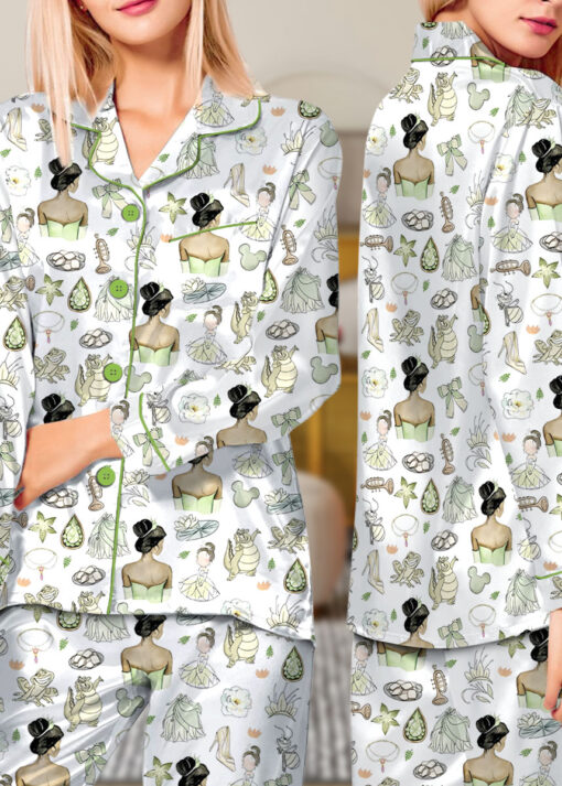 Women’s Princess And The Frog Pajamas Set For Women, White Color, US Size S-5XL - Image 12