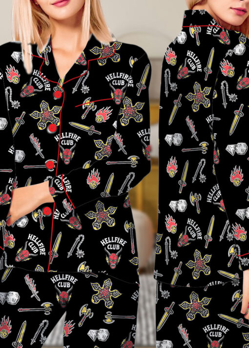 Stranger Things Hellfire Club Friends Don’t Lie Short Sleeve Satin Pajamas Set