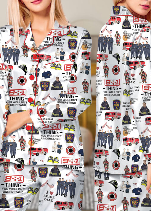 American TV Series Shirt 9-1-1 TV Show Satin Pajamas Set For Women