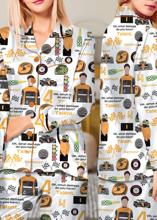 Formula 1 Racing Game Fans F1 Satin Pajamas Set For Women - Image 8
