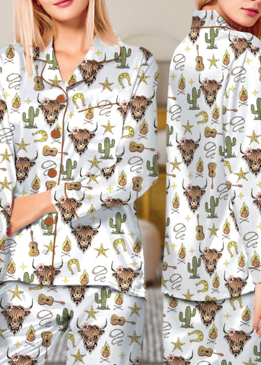 Women’s Rustic Americana Western Satin Pajama Set For Women