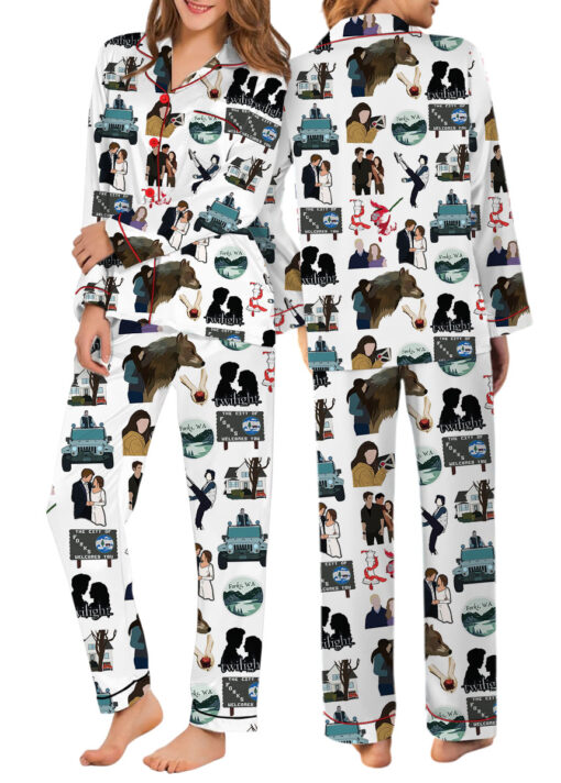 Twilight Inspired City Of Forks Satin Pajamas Set