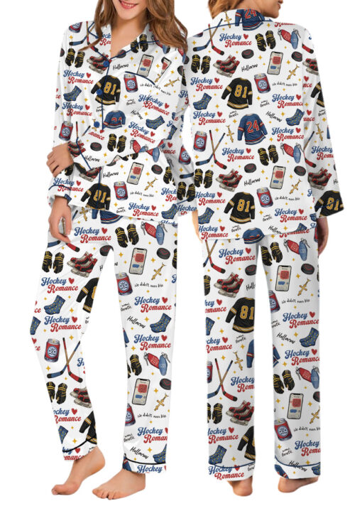 Hockey Romance Satin Pajamas Set For Women - Image 9
